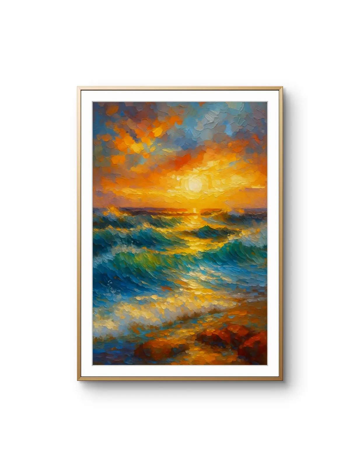 Elena Aureli - Sunset Over the Ocean — Mixed Media grafika artystyczna przez Elena Aureli