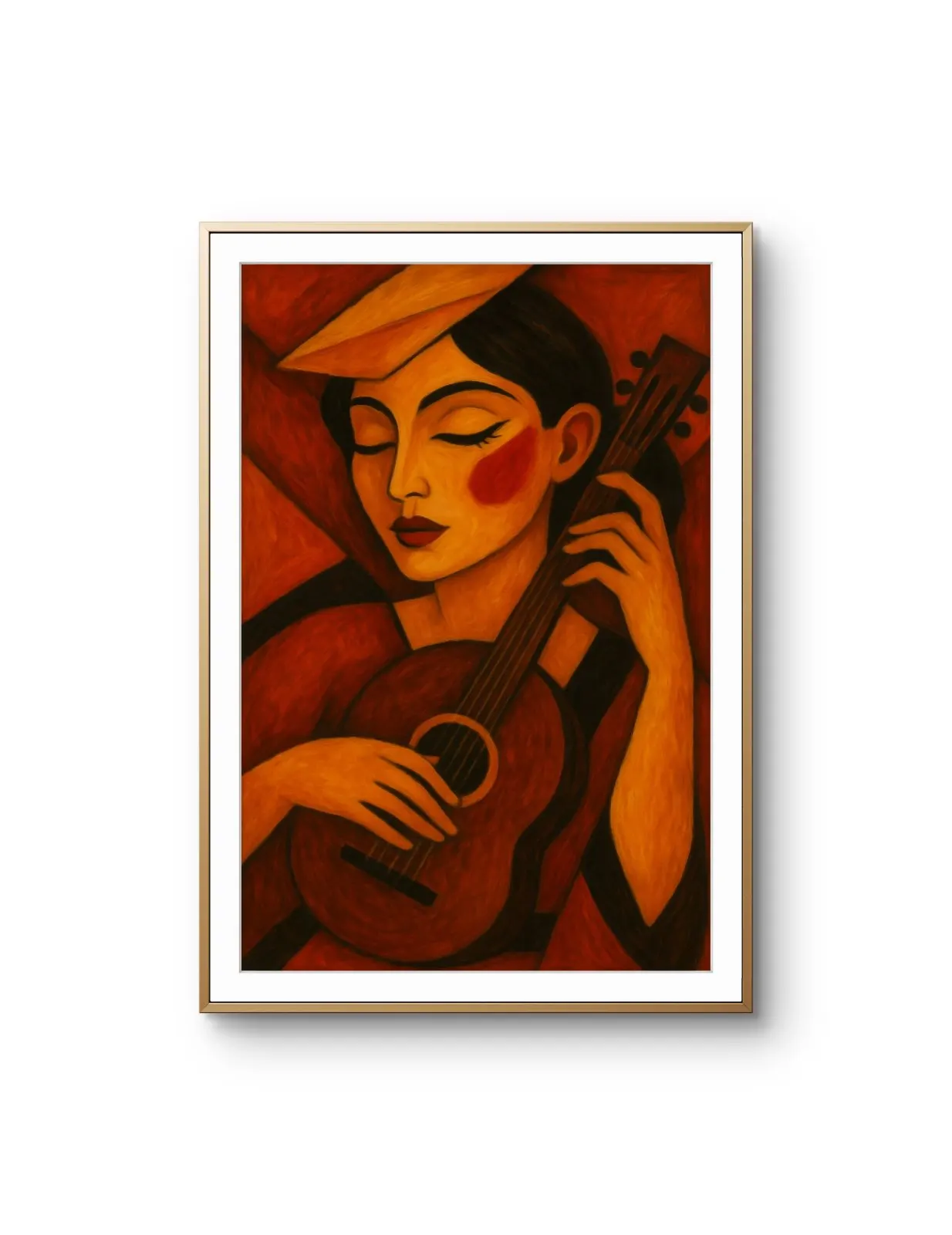 Elena Aureli - The Guitarist in Warm Tones — Mixed Media grafika artystyczna przez Elena Aureli