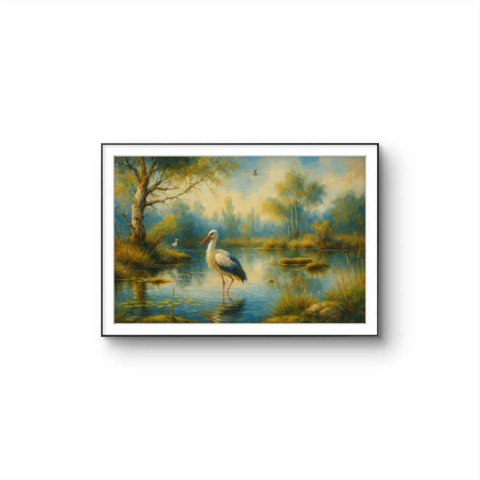 Henri des Bois - Serenity by the Pond — Mixed Media grafika artystyczna przez Henri des Bois