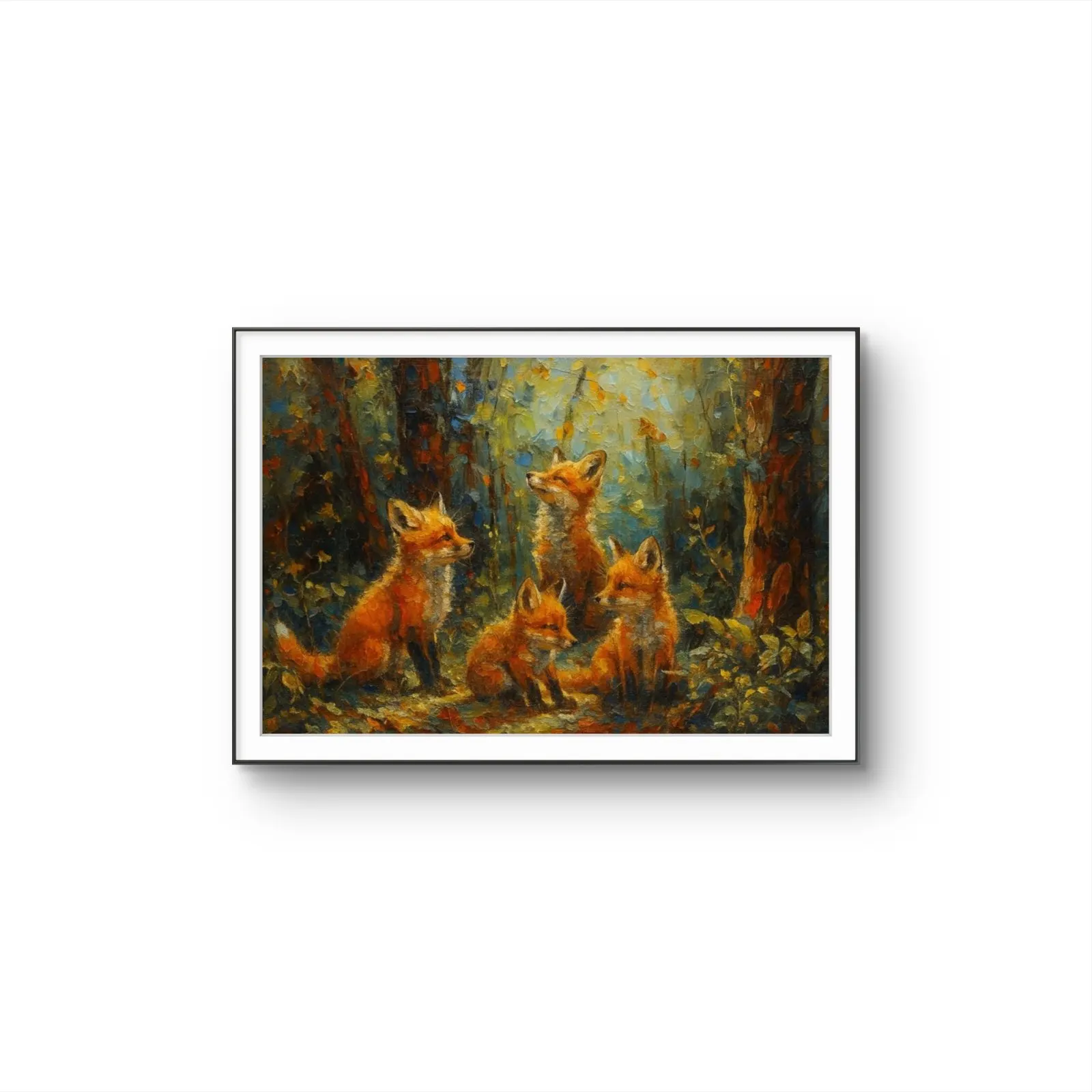 Henri des Bois - The Fox Family — Mixed Media grafika artystyczna przez Henri des Bois