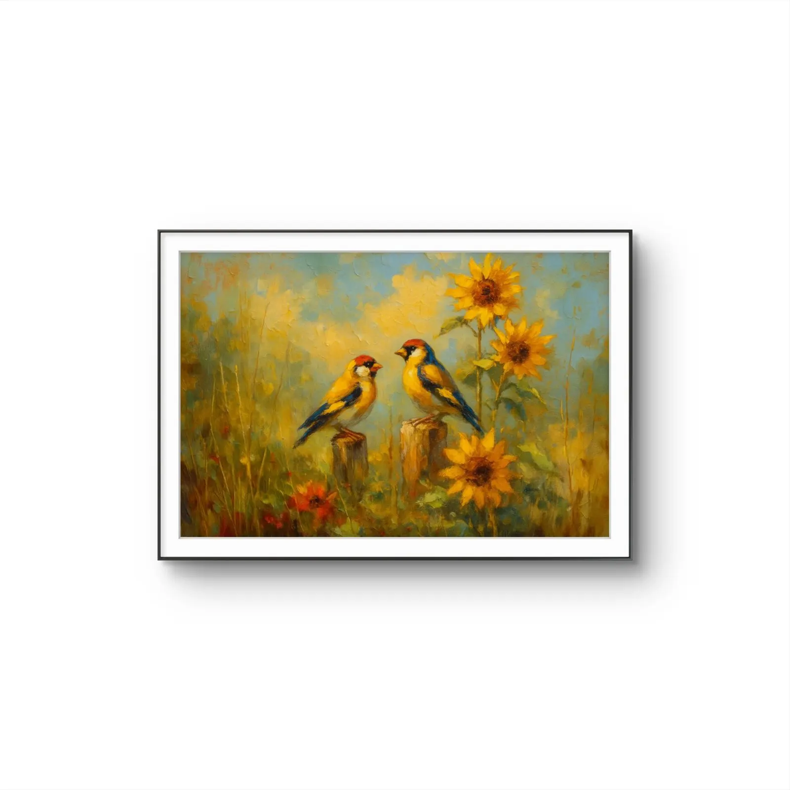 Henri des Bois - Whispers of the Sunflowers — Mixed Media grafika artystyczna przez Henri des Bois
